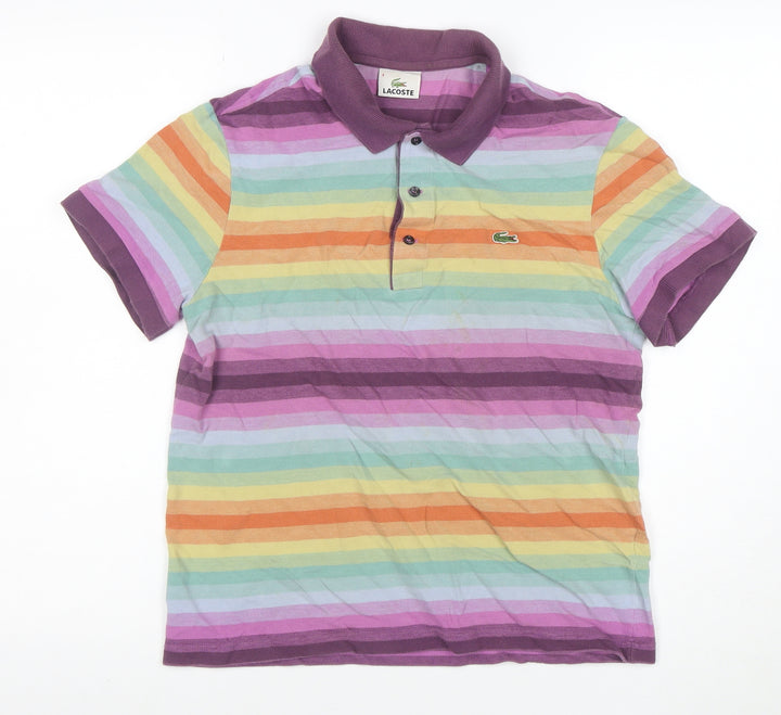 Lacoste Womens Multicoloured Stripe Cotton Polo Shirt L