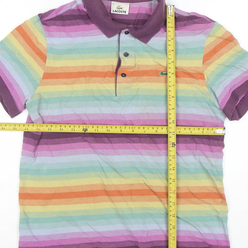 Lacoste Womens Multicoloured Stripe Cotton Polo Shirt L