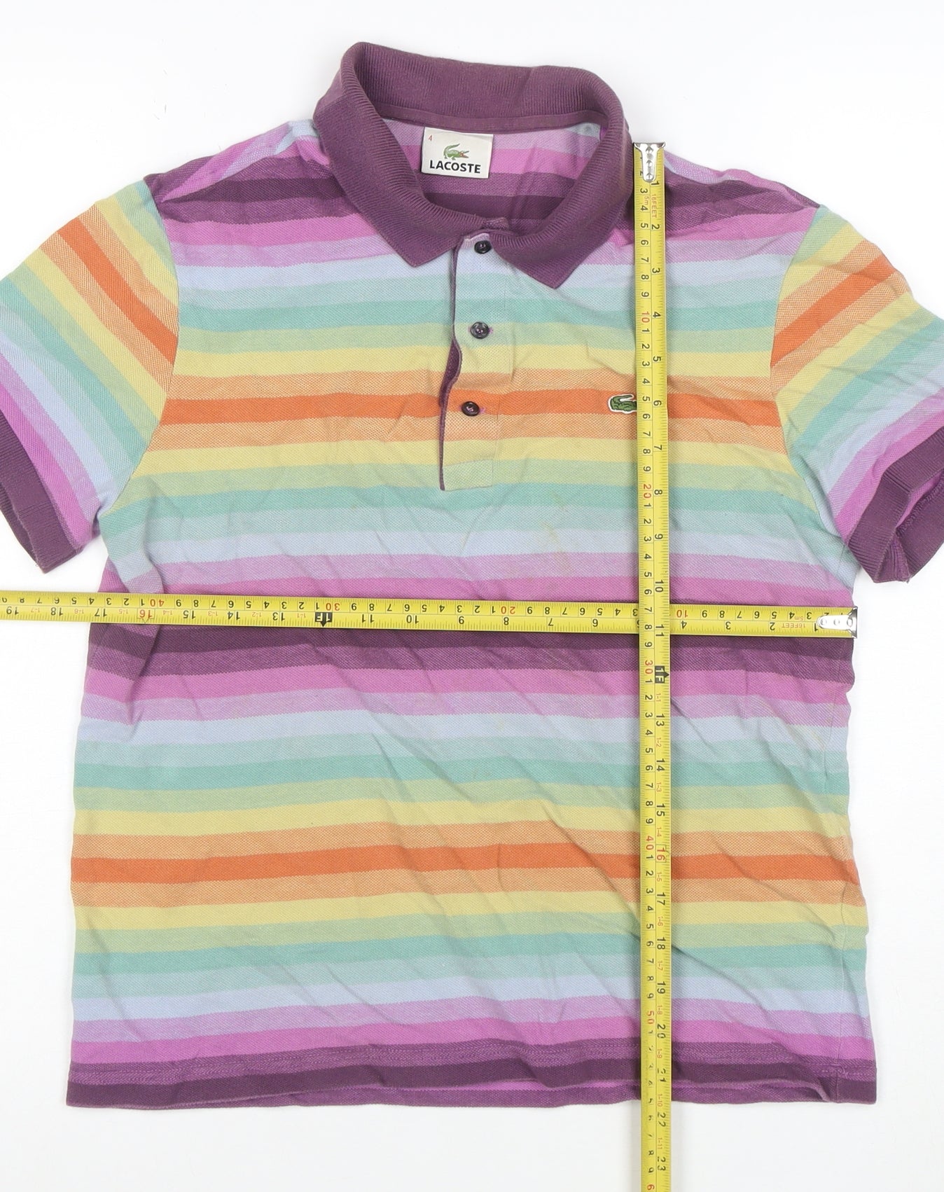 Lacoste Womens Multicoloured Stripe Cotton Polo Shirt L