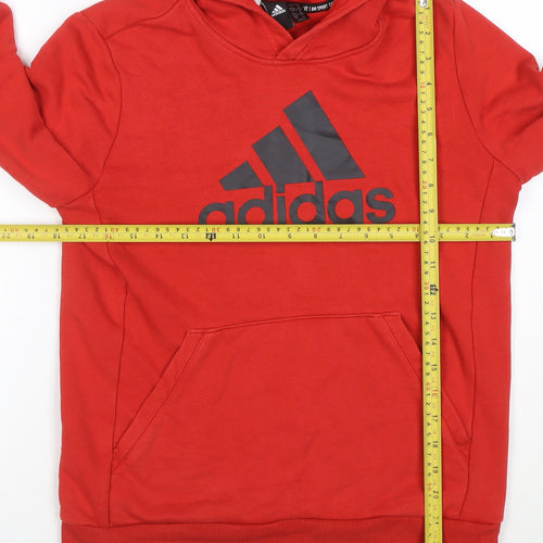 Adidas Boys Red Pullover Hoodie Size 13-14 Years Cotton Blend