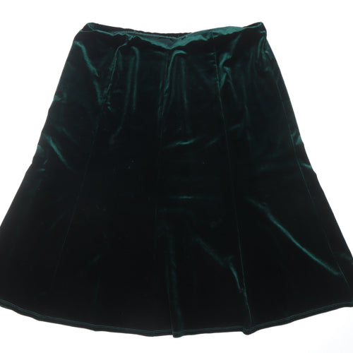 Julipa Womens Green Velvet A-Line Midi Skirt Size 18 Stretch