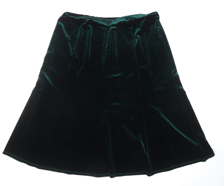 Julipa Womens Green Velvet A-Line Midi Skirt Size 18 Stretch