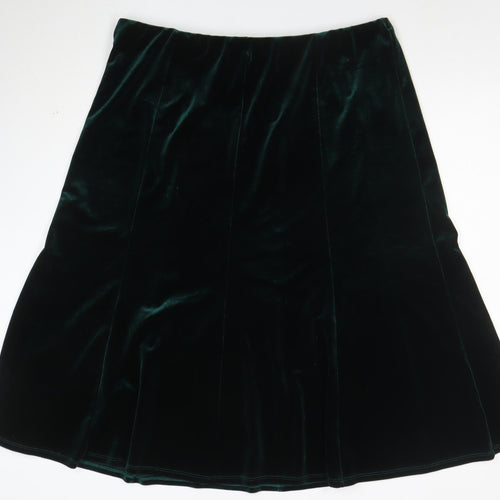 Julipa Womens Green Velvet A-Line Midi Skirt Size 18 Stretch