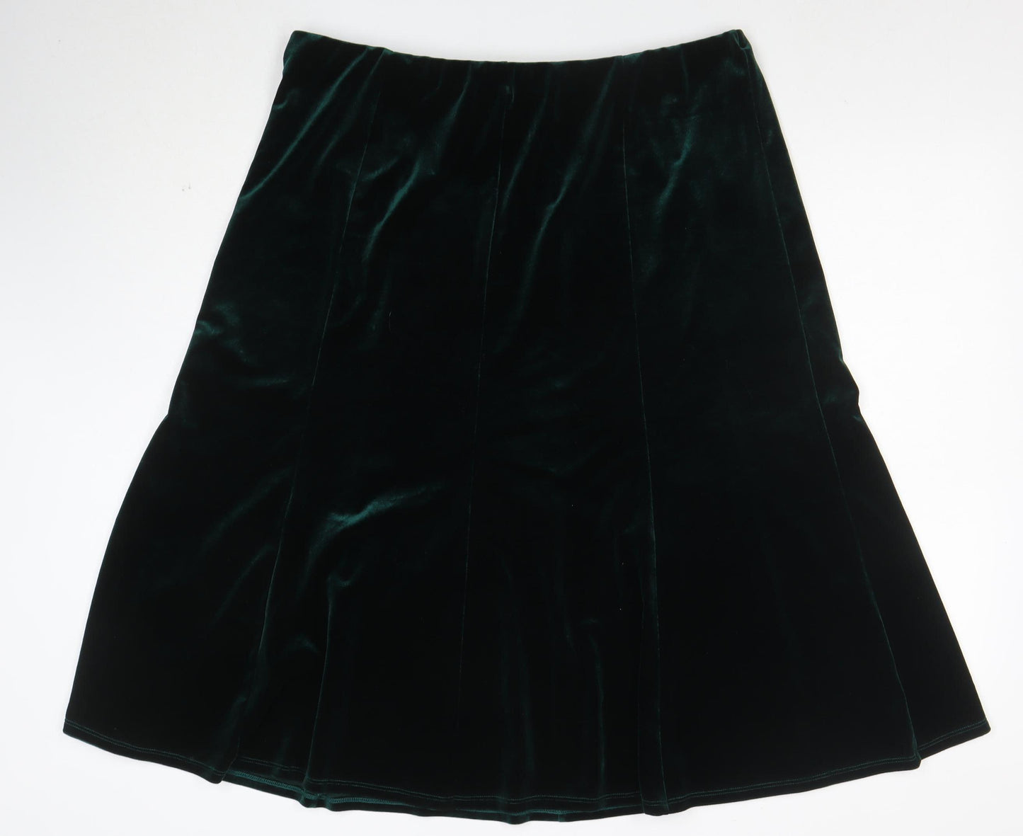 Julipa Womens Green Velvet A-Line Midi Skirt Size 18 Stretch