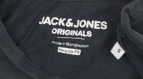 Jack & Jones Men's Blue Graphic Logo T-Shirt Size S Regular Fit
