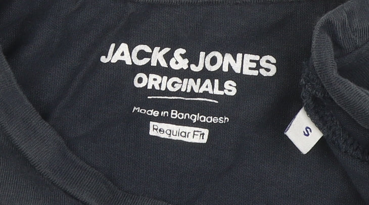 Jack & Jones Men's Blue Graphic Logo T-Shirt Size S Regular Fit