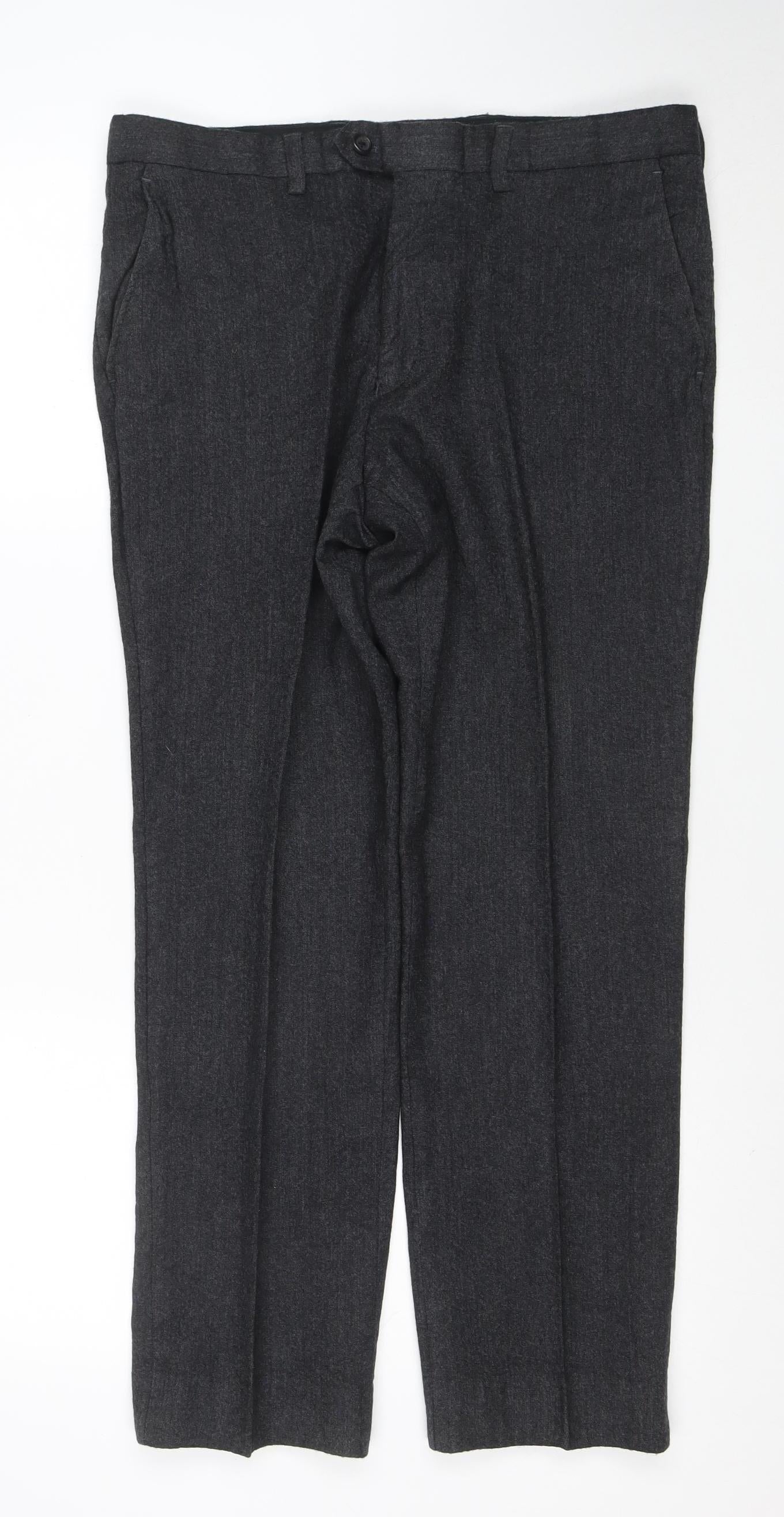 Next Signature Men’s Grey Wool Dress Pants 34S Regular Fit