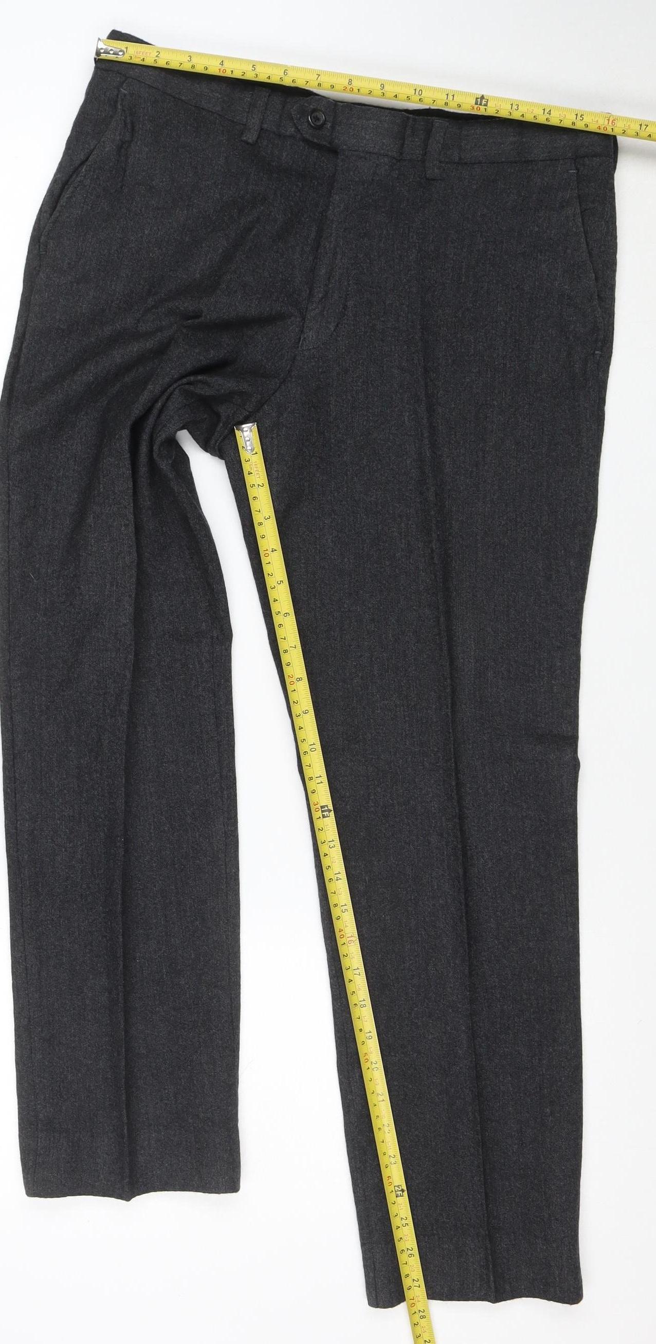 Next Signature Men’s Grey Wool Dress Pants 34S Regular Fit
