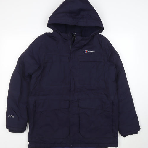 Berghaus Boys Blue Waterproof Hooded Parka Coat 14-15 Years Lined Outdoor