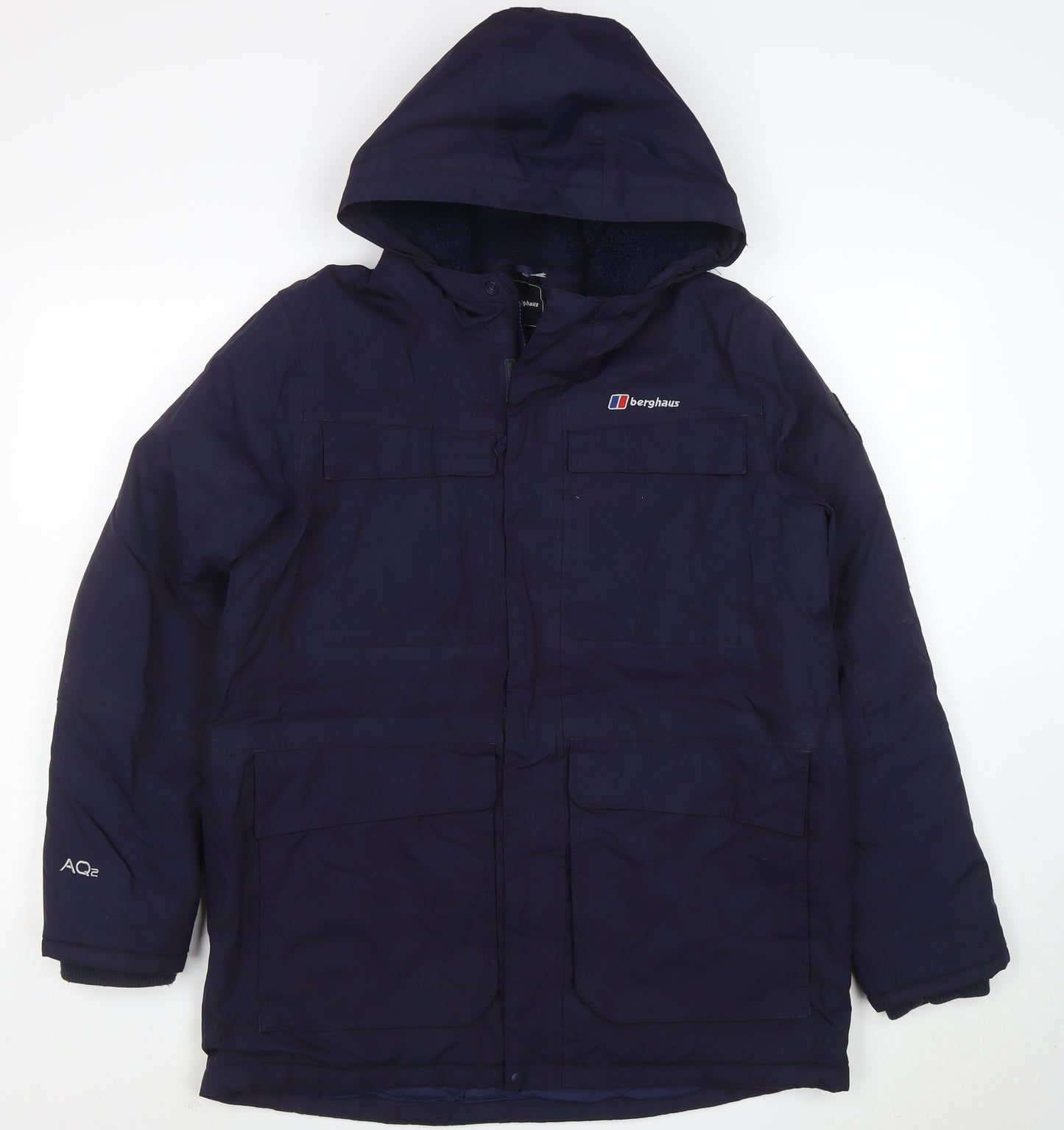 Berghaus Boys Blue Waterproof Hooded Parka Coat 14-15 Years Lined Outdoor