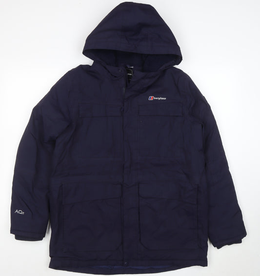 Berghaus Boys Blue Waterproof Hooded Parka Coat 14-15 Years Lined Outdoor