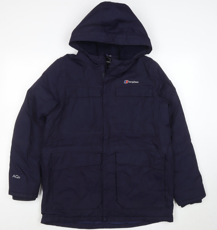 Berghaus Boys Blue Waterproof Hooded Parka Coat 14-15 Years Lined Outdoor