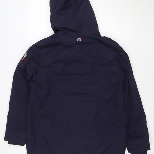 Berghaus Boys Blue Waterproof Hooded Parka Coat 14-15 Years Lined Outdoor