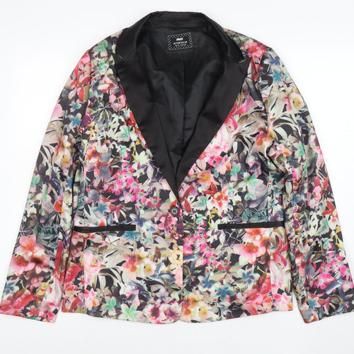 Max Women Floral Blazer UK 18 Multicoloured Shawl Lapel Jacket