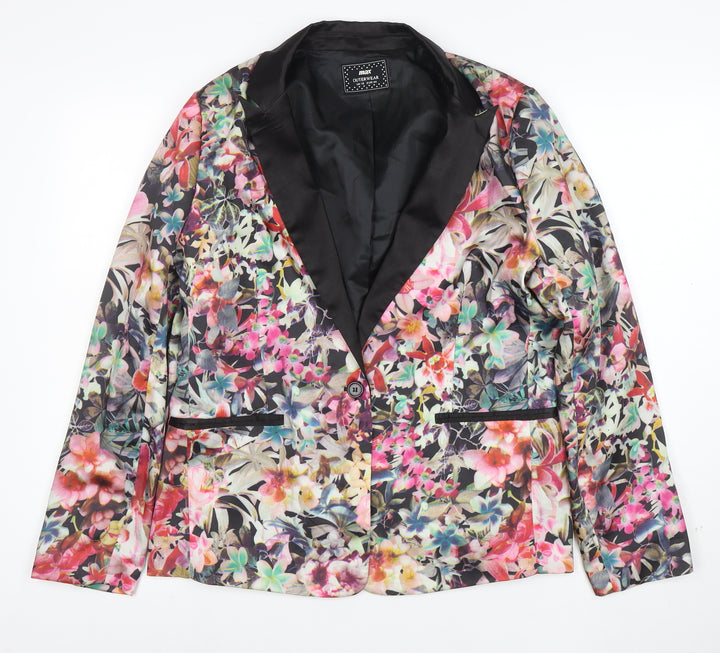 Max Women Floral Blazer UK 18 Multicoloured Shawl Lapel Jacket