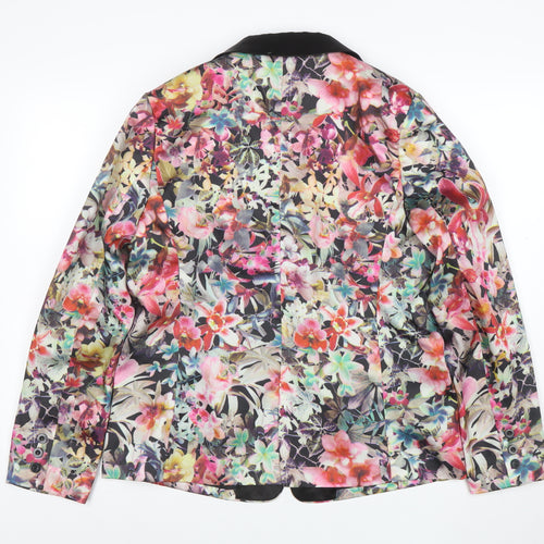 Max Women Floral Blazer UK 18 Multicoloured Shawl Lapel Jacket