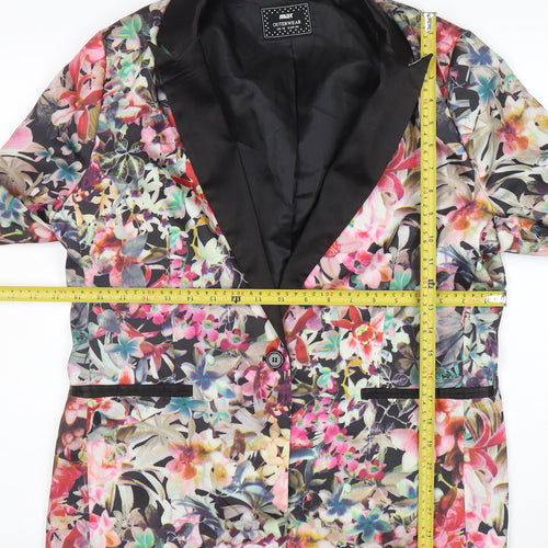 Max Women Floral Blazer UK 18 Multicoloured Shawl Lapel Jacket