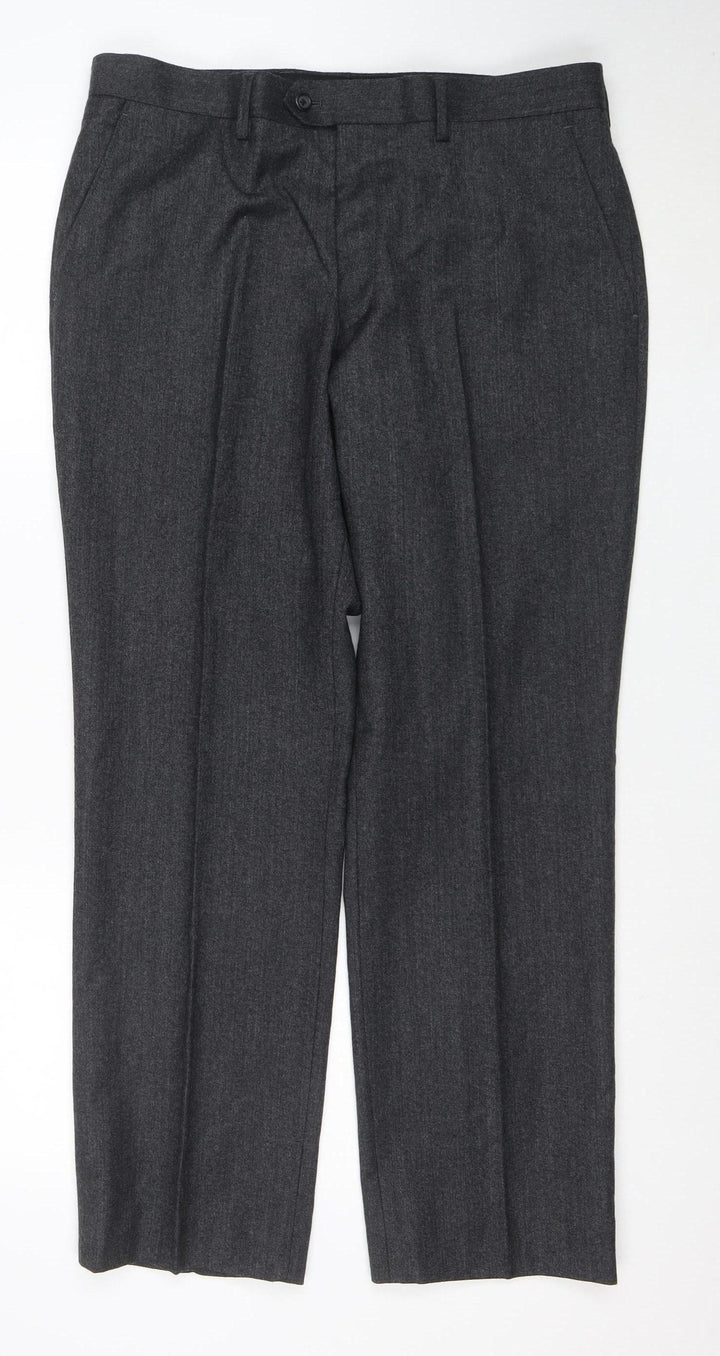 Next Men’s Grey Wool Dress Pants 34S Formal Trousers