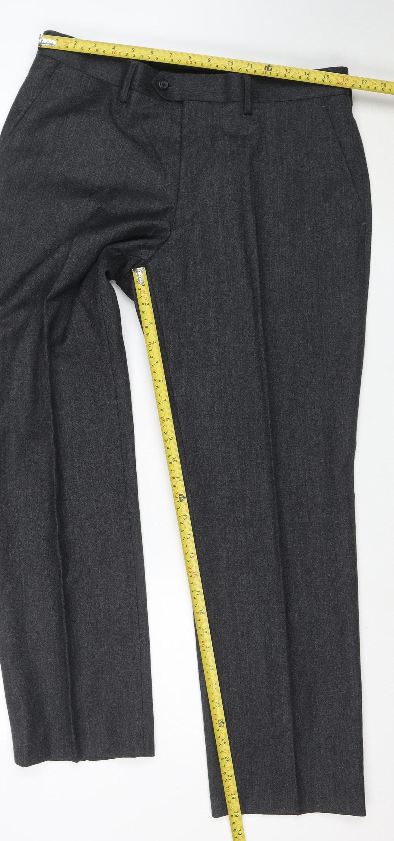 Next Men’s Grey Wool Dress Pants 34S Formal Trousers