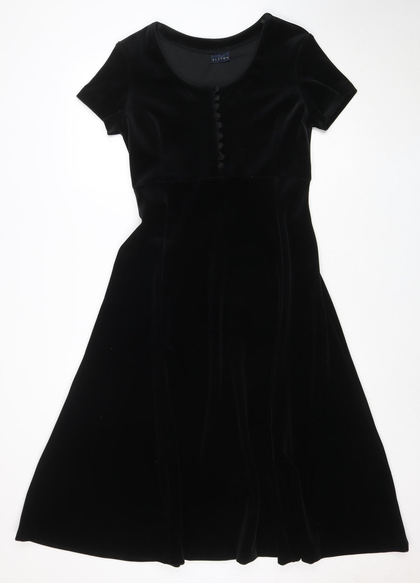 Alexon Women's Black Velvet Fit & Flare Dress Size 14