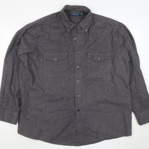 Claybrooke Outdoors Men's Grey Flannel Button-Up Shirt XL