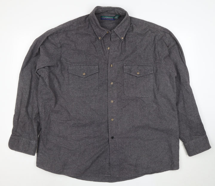 Claybrooke Outdoors Men's Grey Flannel Button-Up Shirt XL