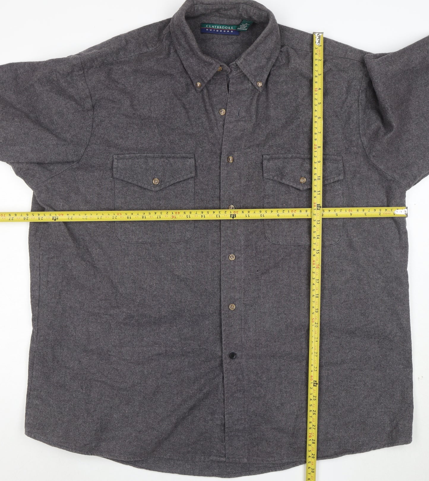 Claybrooke Outdoors Men's Grey Flannel Button-Up Shirt XL
