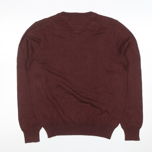Tommy Hilfiger Men’s Brown Cotton V-Neck Jumper Size S
