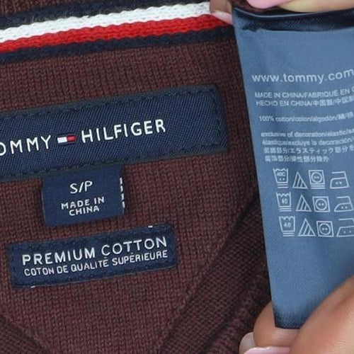 Tommy Hilfiger Men’s Brown Cotton V-Neck Jumper Size S