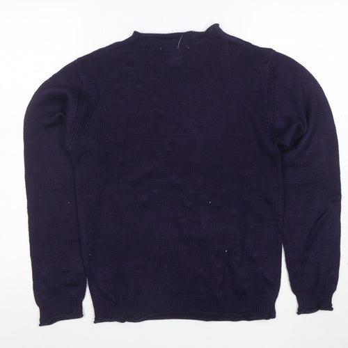 Cacharel Women Purple High Neck Wool Blend Pullover Jumper S