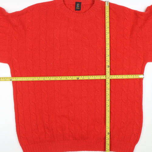 Ritz Men's Red Wool Cashmere Cable Knit Jumper XL