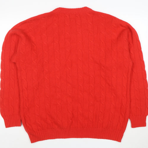 Ritz Men's Red Wool Cashmere Cable Knit Jumper XL