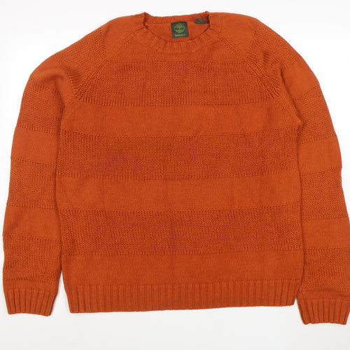 Timberland Men's Orange Cotton Crew Neck Knit Jumper Size L