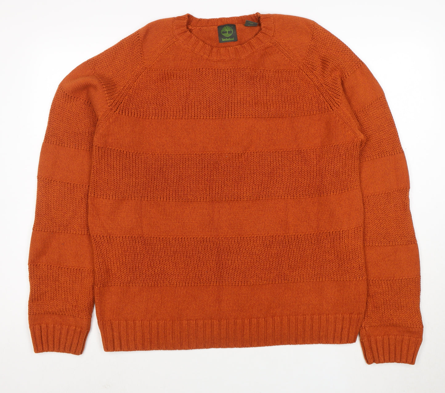 Timberland Men's Orange Cotton Crew Neck Knit Jumper Size L