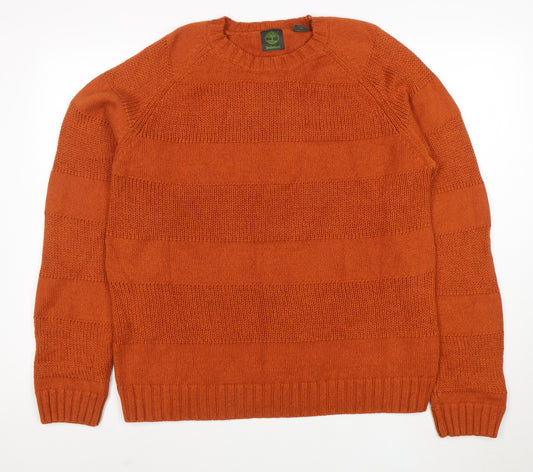 Timberland Men's Orange Cotton Crew Neck Knit Jumper Size L
