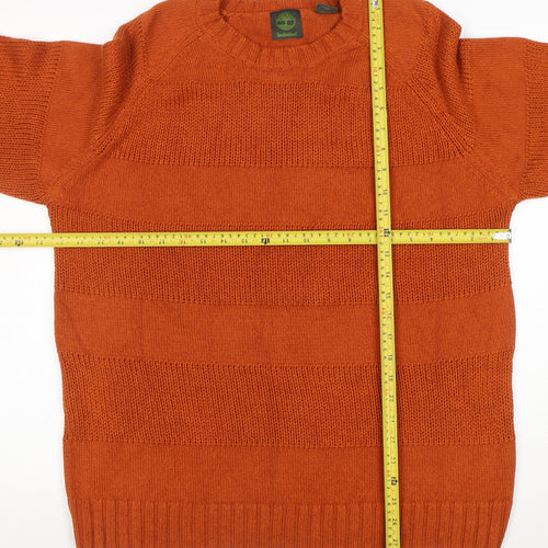 Timberland Men's Orange Cotton Crew Neck Knit Jumper Size L