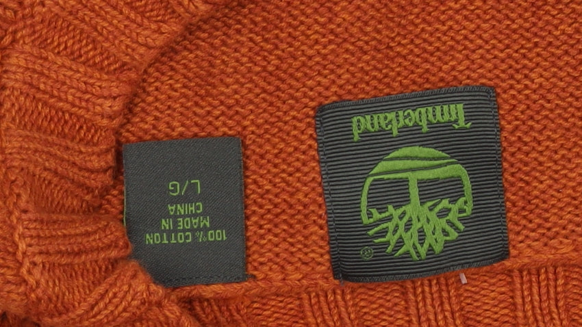 Timberland Men's Orange Cotton Crew Neck Knit Jumper Size L
