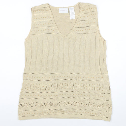 Liz Claiborne Women’s Beige Cotton Linen V-Neck Knit Vest S