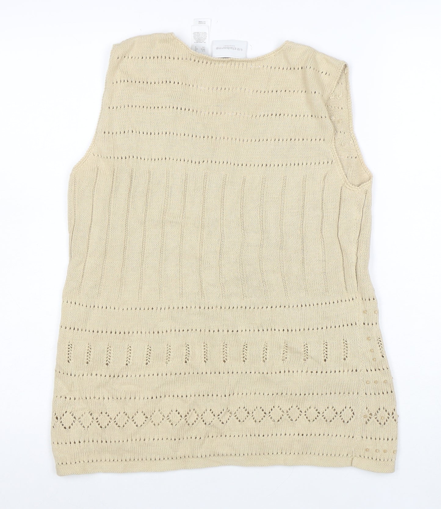 Liz Claiborne Women’s Beige Cotton Linen V-Neck Knit Vest S