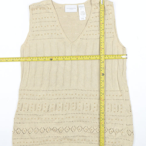Liz Claiborne Women’s Beige Cotton Linen V-Neck Knit Vest S