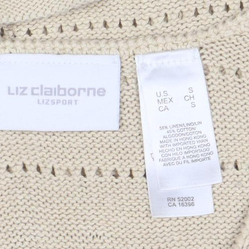 Liz Claiborne Women’s Beige Cotton Linen V-Neck Knit Vest S
