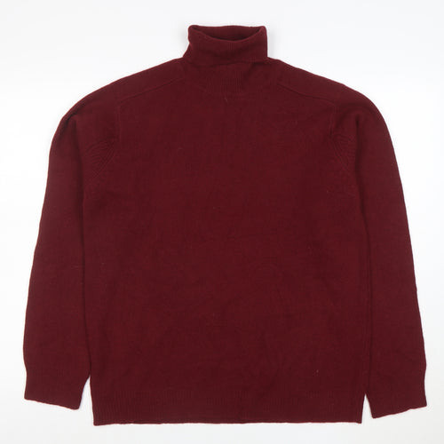 DKNY Men’s Red Wool Roll Neck Jumper Size L Classic Knitwear