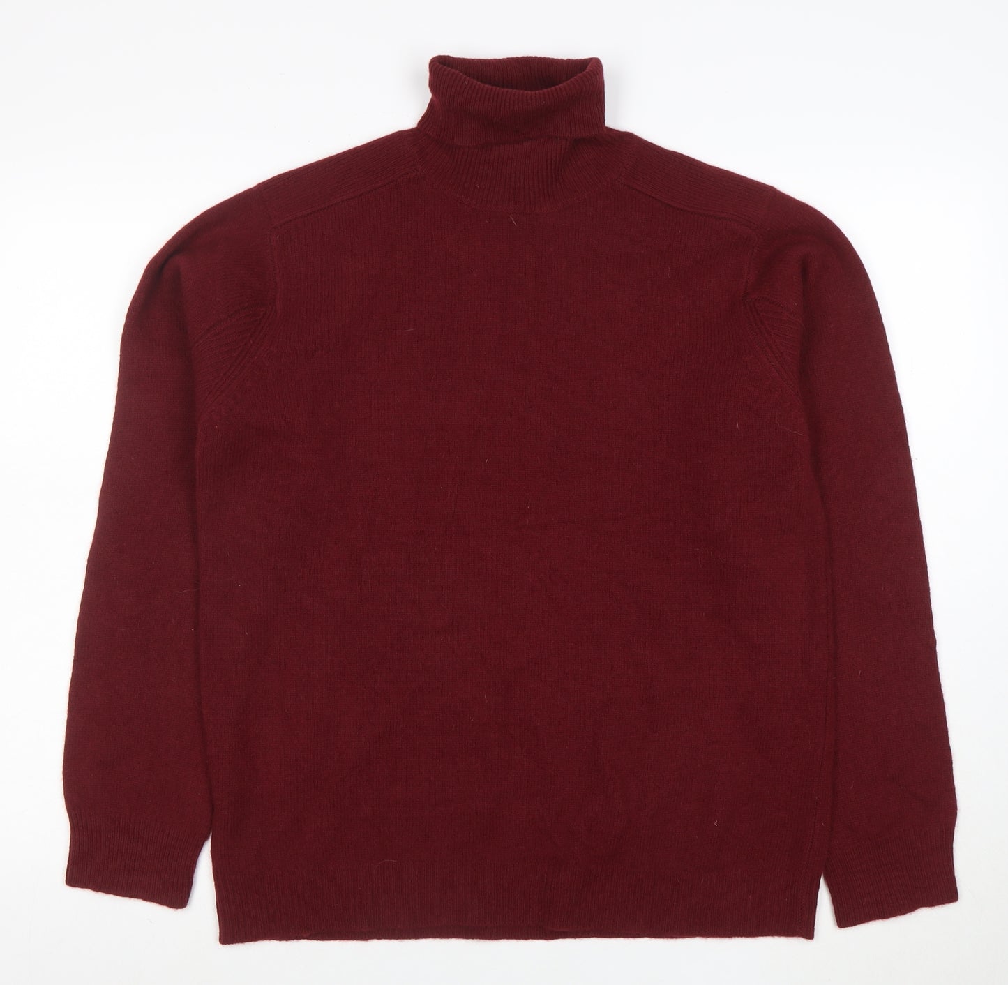 DKNY Men’s Red Wool Roll Neck Jumper Size L Classic Knitwear