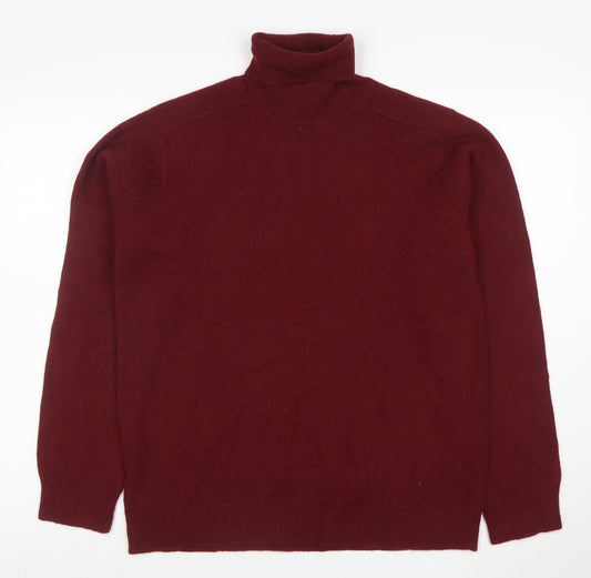 DKNY Men’s Red Wool Roll Neck Jumper Size L Classic Knitwear