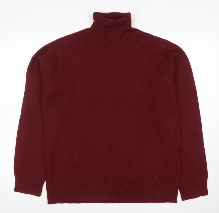 DKNY Men’s Red Wool Roll Neck Jumper Size L Classic Knitwear