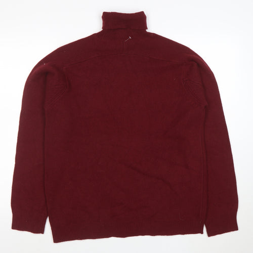 DKNY Men’s Red Wool Roll Neck Jumper Size L Classic Knitwear