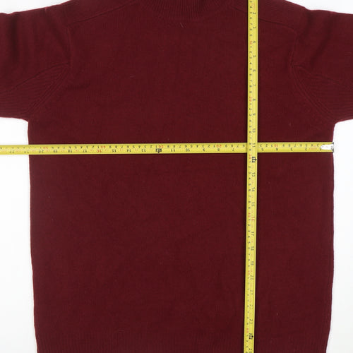 DKNY Men’s Red Wool Roll Neck Jumper Size L Classic Knitwear