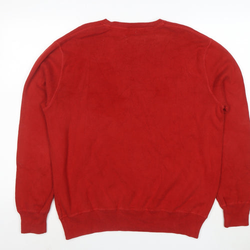 Polo Ralph Lauren Men's Red Cotton Crew Neck Jumper Size L