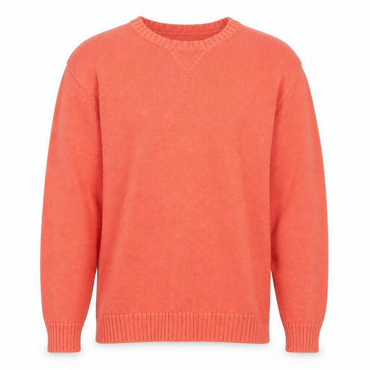 Front view of Lands' End Men's Orange Cotton Crew Neck jumper L