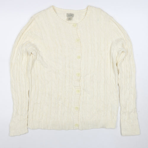 L.L. Bean Men's Ivory Cotton Cable Knit Cardigan M